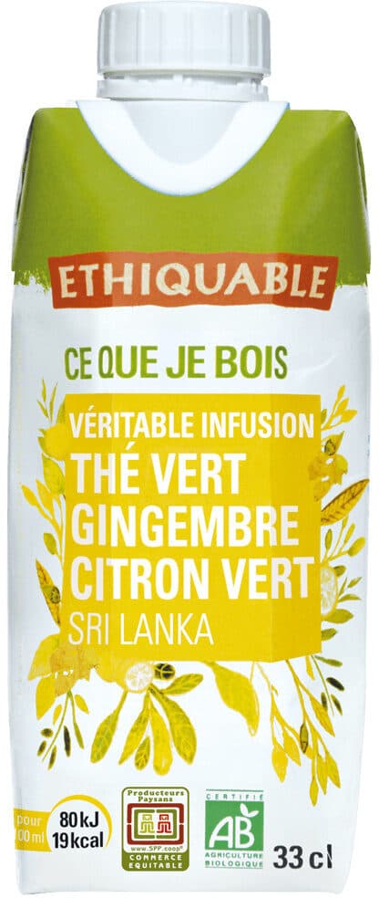 Ethiquable Thé glacé thé vert, gingembre citron et vert packshot