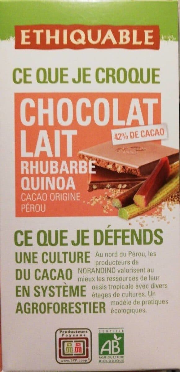 Ethiquable Chocolat Lait Rhubarbe Quinoa packshot