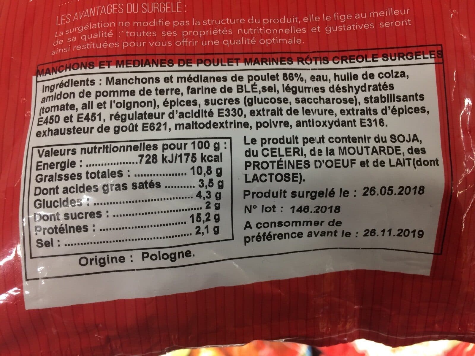 Open Food Facts Chicken Wings Créole packshot