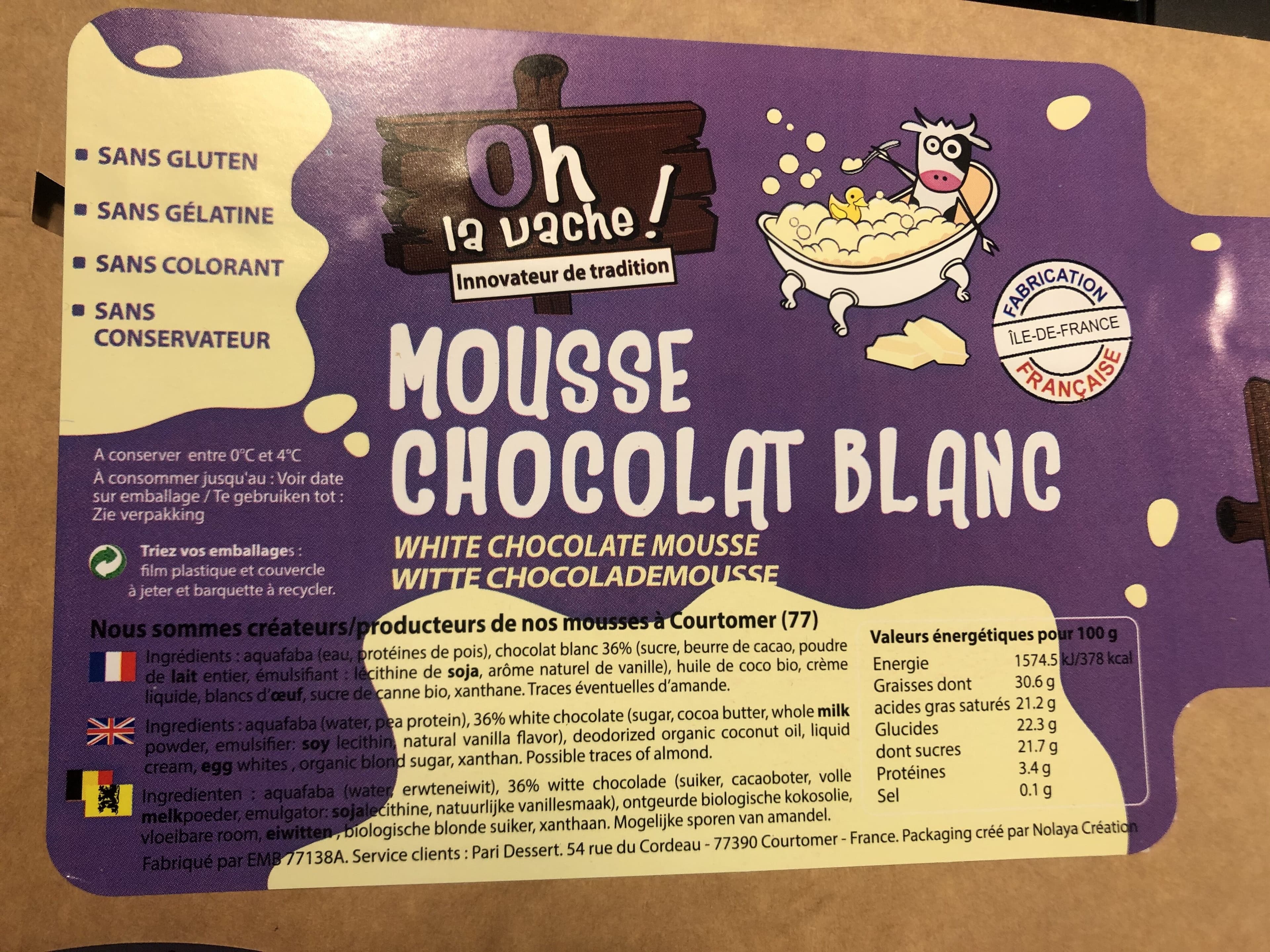 Oh la vache! Mousse chocolat blanc packshot