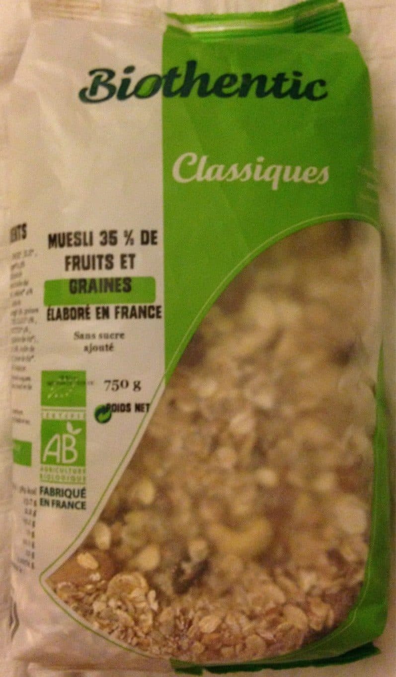 Biothentic Muesli 35% de fruits et graines Classiques 750g packshot
