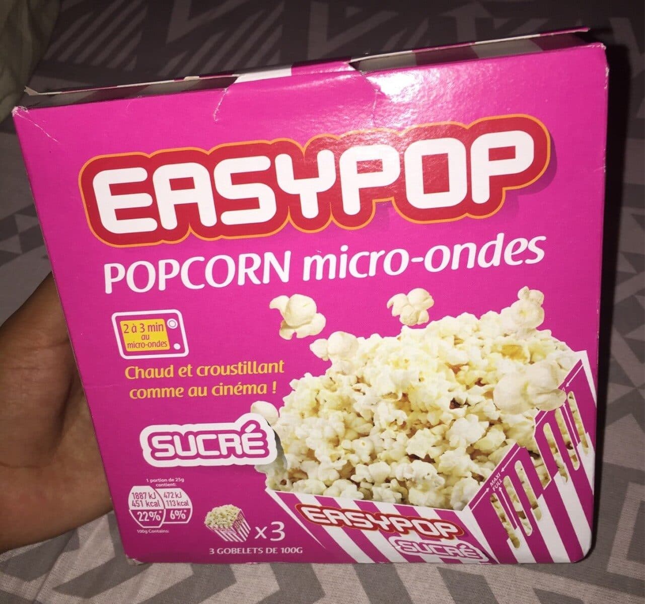 Easy Pop Popcorn micro-ondes sucré 100g packshot