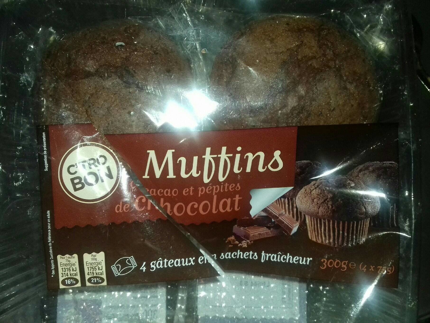 C'tro Bon Muffins cacao et pepites de chocolat packshot