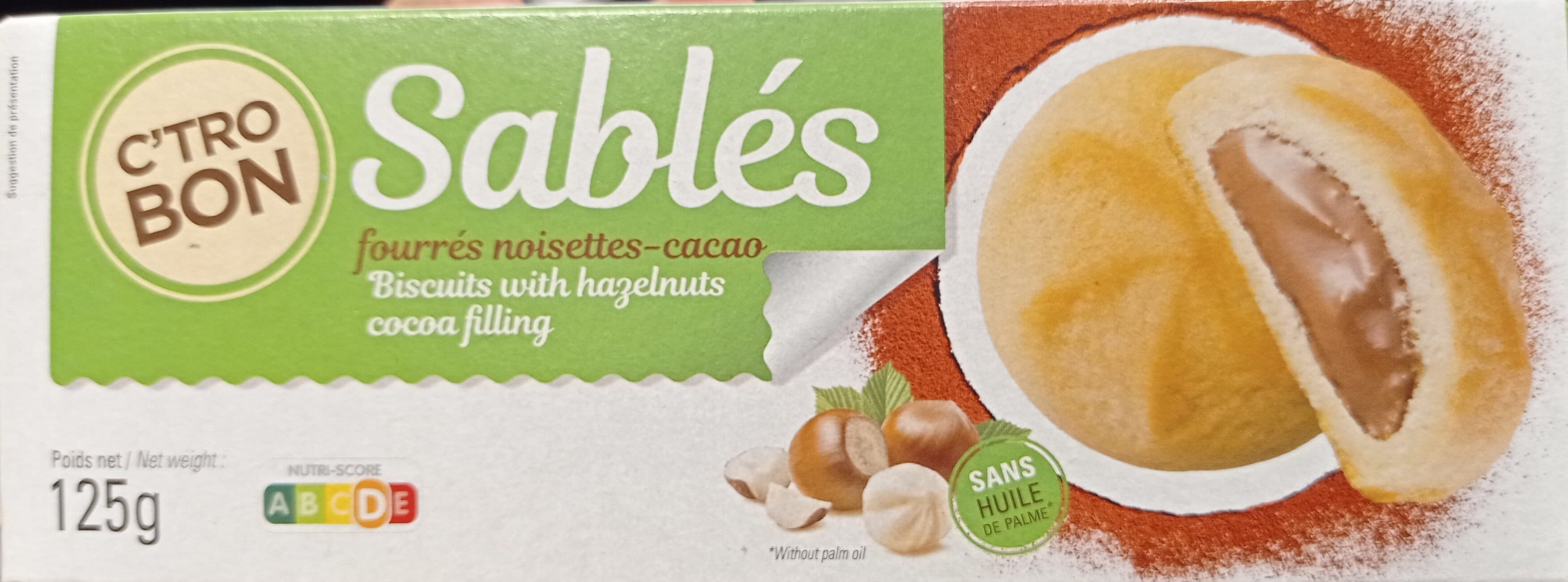 C tro bon Sablés cacao fourrés noisettes-cacao packshot