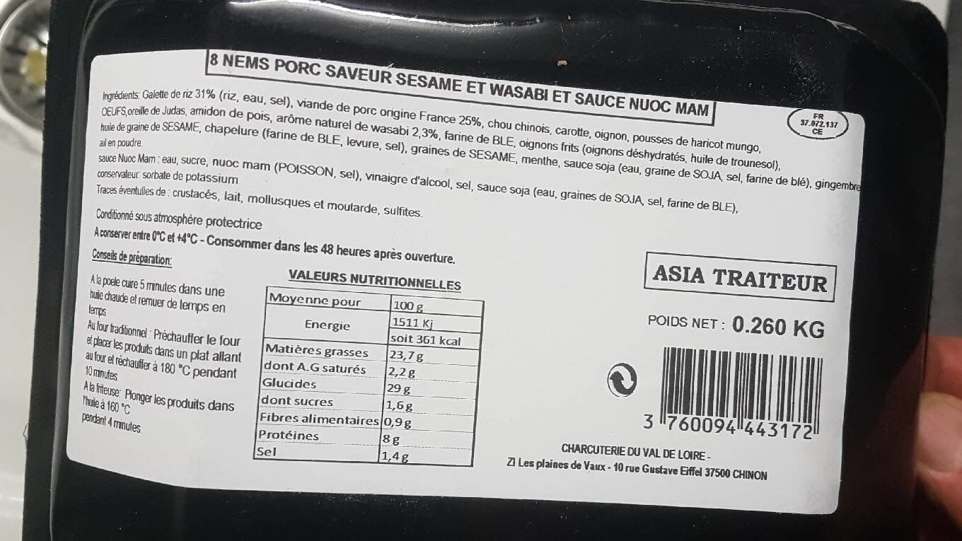 Asia Traiteur Nems porc sésame et wasabi packshot