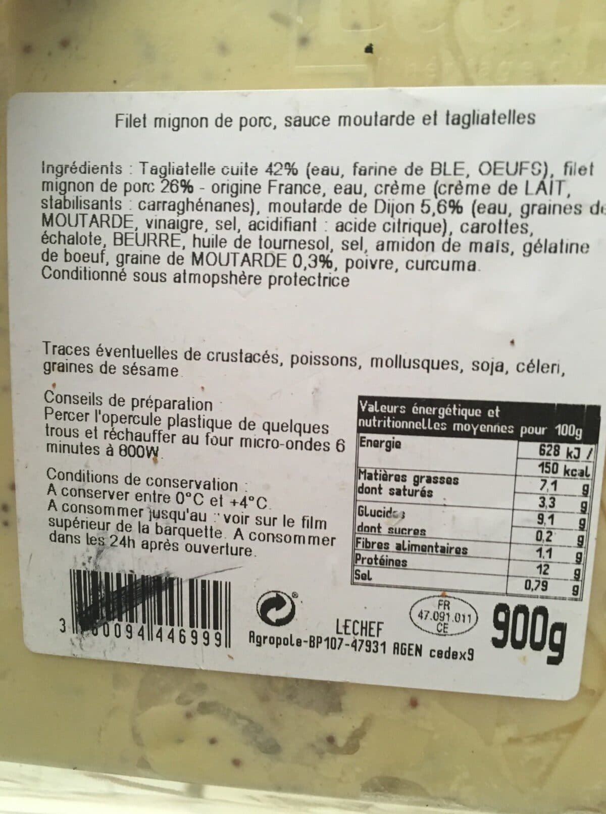 Lechef Filet mignon de porc sauce moutarde packshot