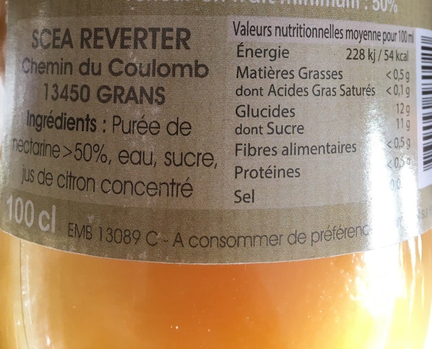 Les Delices de Nais Nectar de nectarine packshot