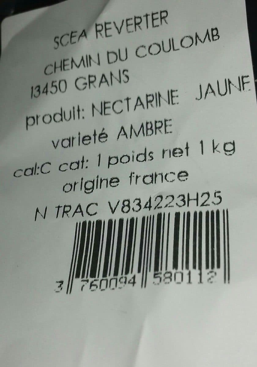 Open Food Facts nectarine jaune packshot
