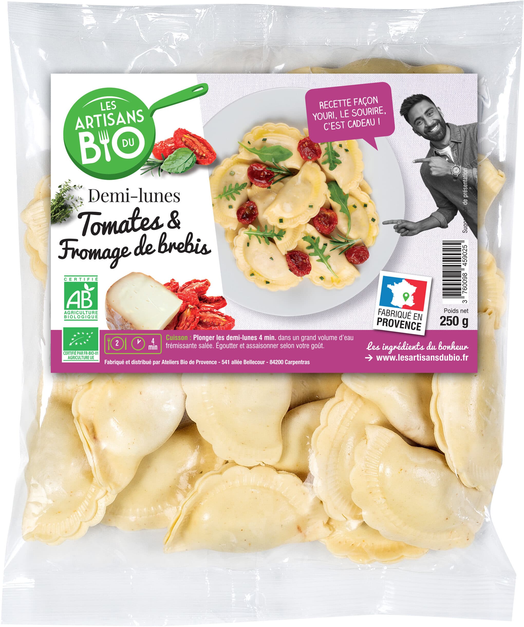 Les artisans du bio Demi-lune tomate & fromage de brebis BIO packshot