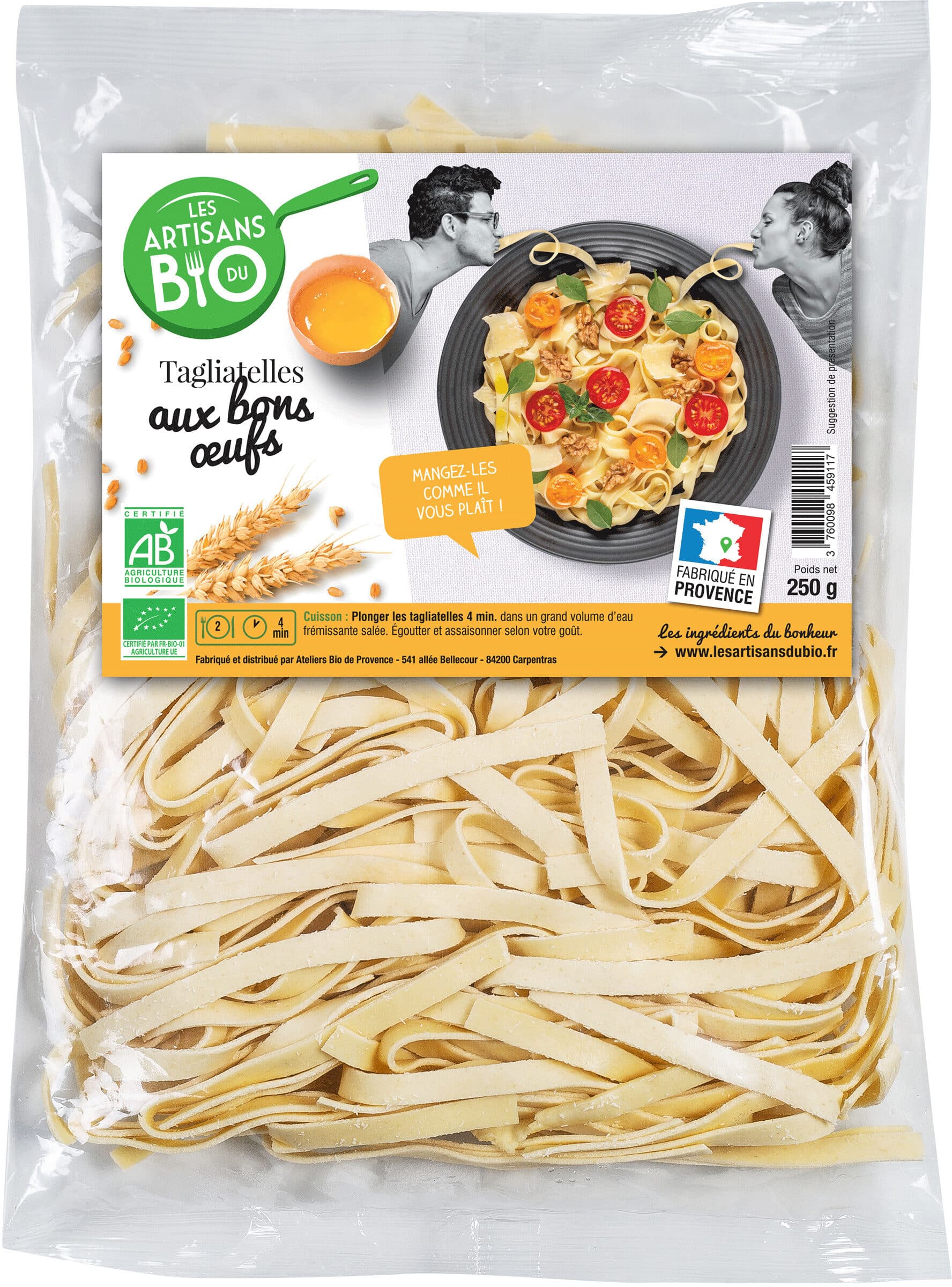 Les artisans du bio Tagliatelles aux bons oeufs BIO 250g packshot