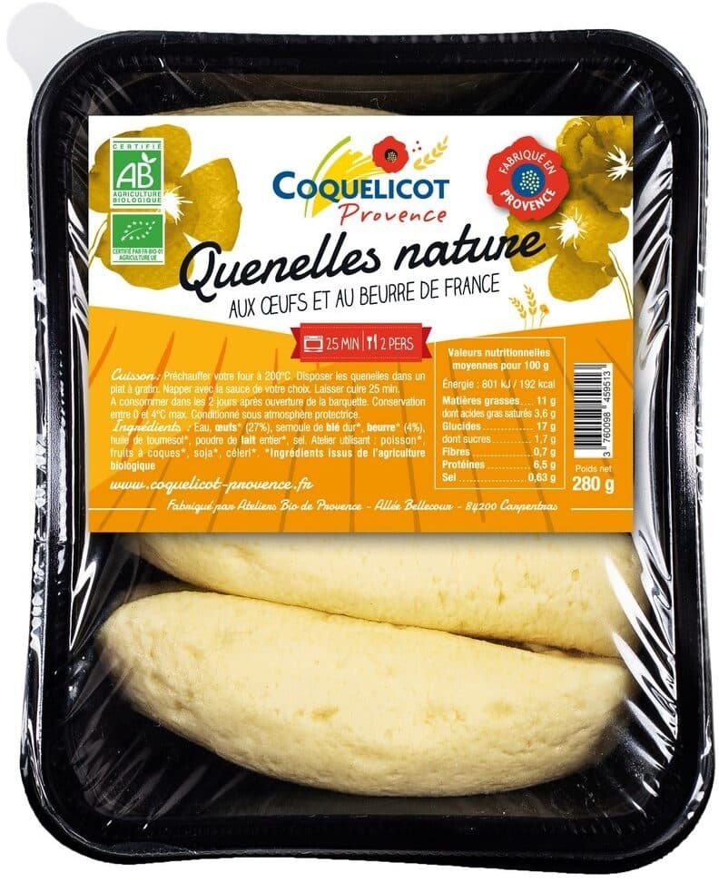Coquelicot Provence Quenelle Nature aux œufs & beurre français packshot