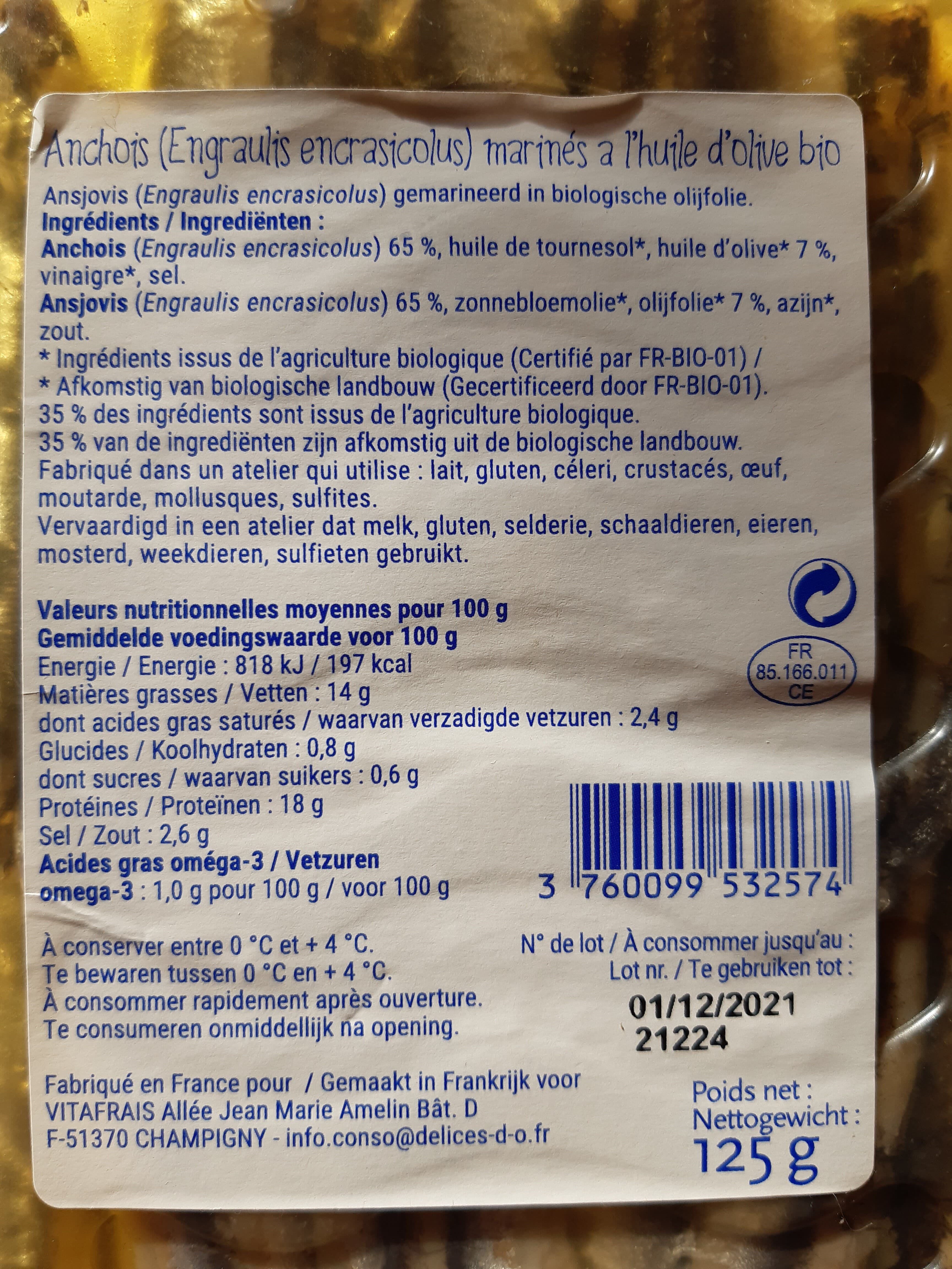 Délices d’O - À la pêche aux saveurs Anchois marinés à l'huile d'olive bio packshot