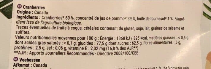 Secrets d'énergie Cranberries Sachet packshot