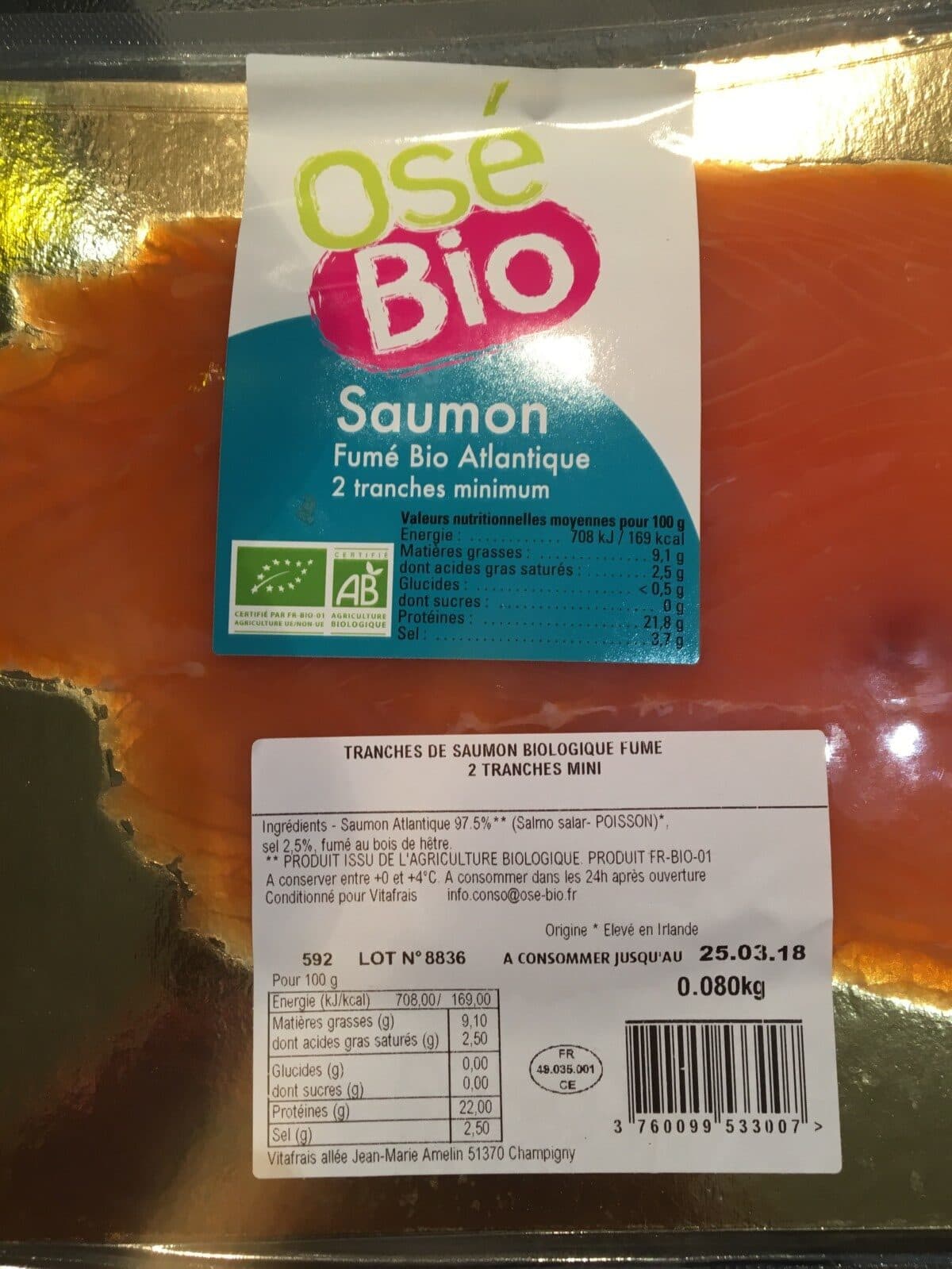 Ose Bio SAUMON FUME 2 TRANCHES packshot