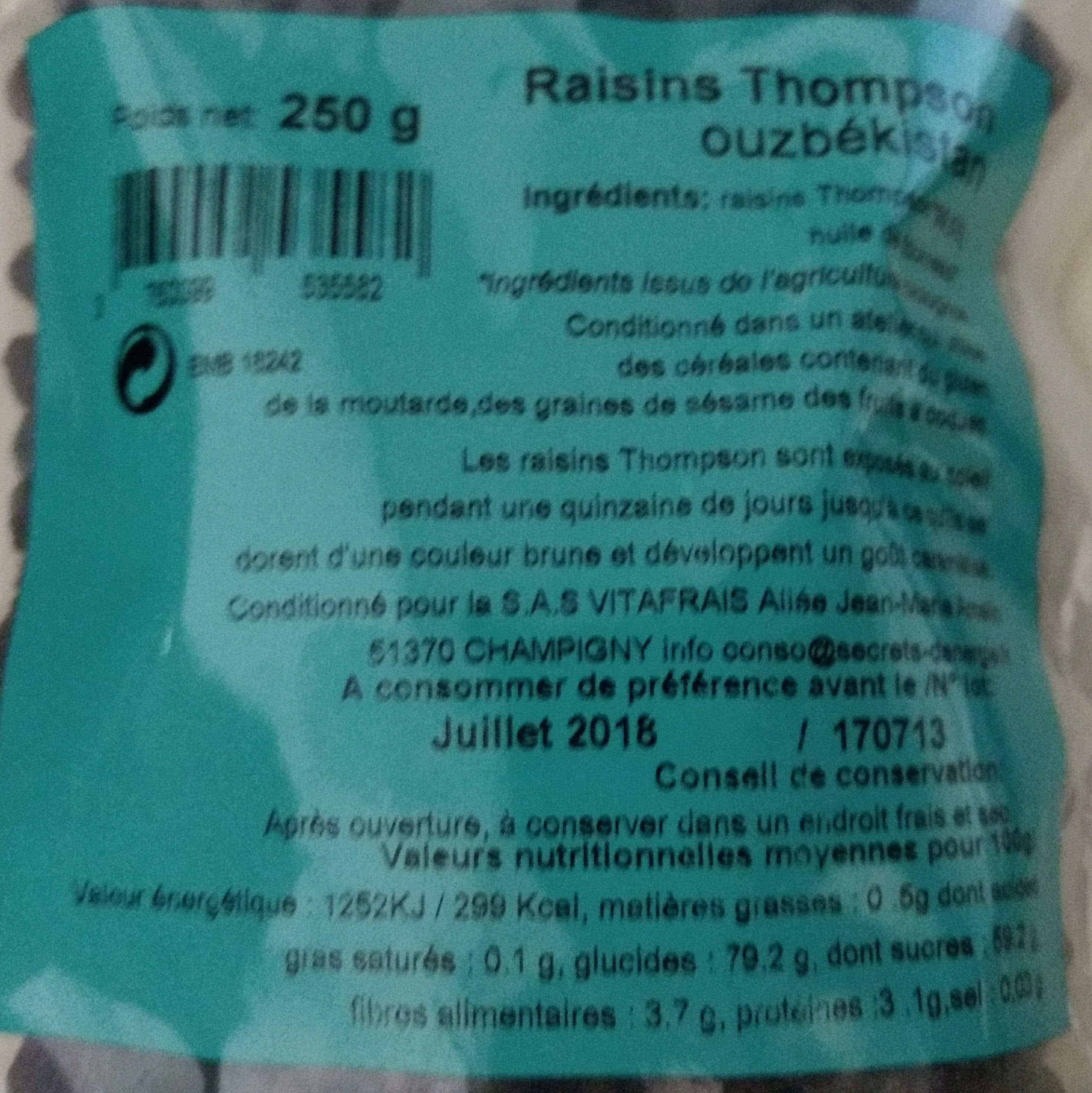 Secrets d'énergie Raisins Thompson packshot