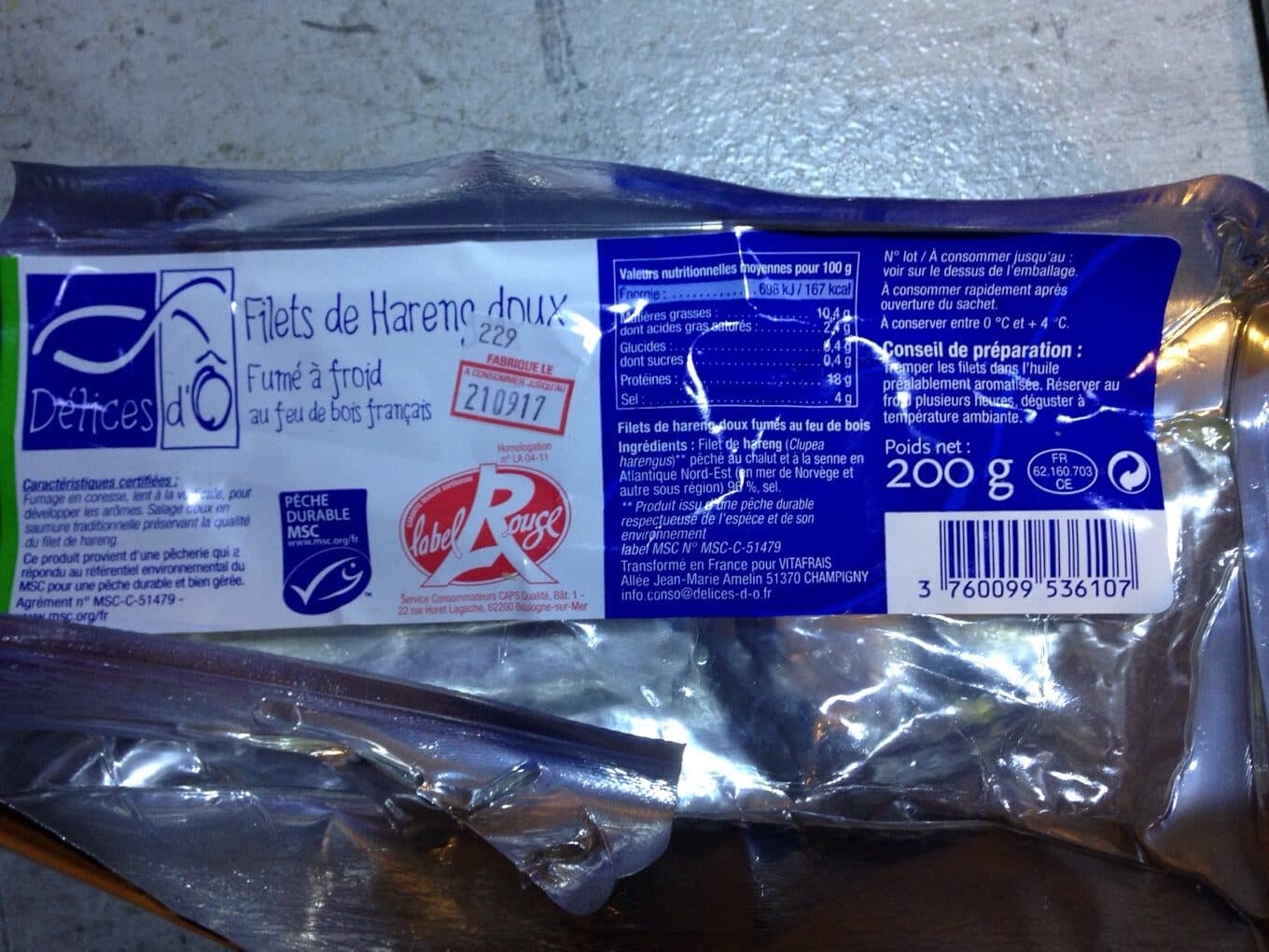 delices d'oleron Filet De Hareng Fumes packshot