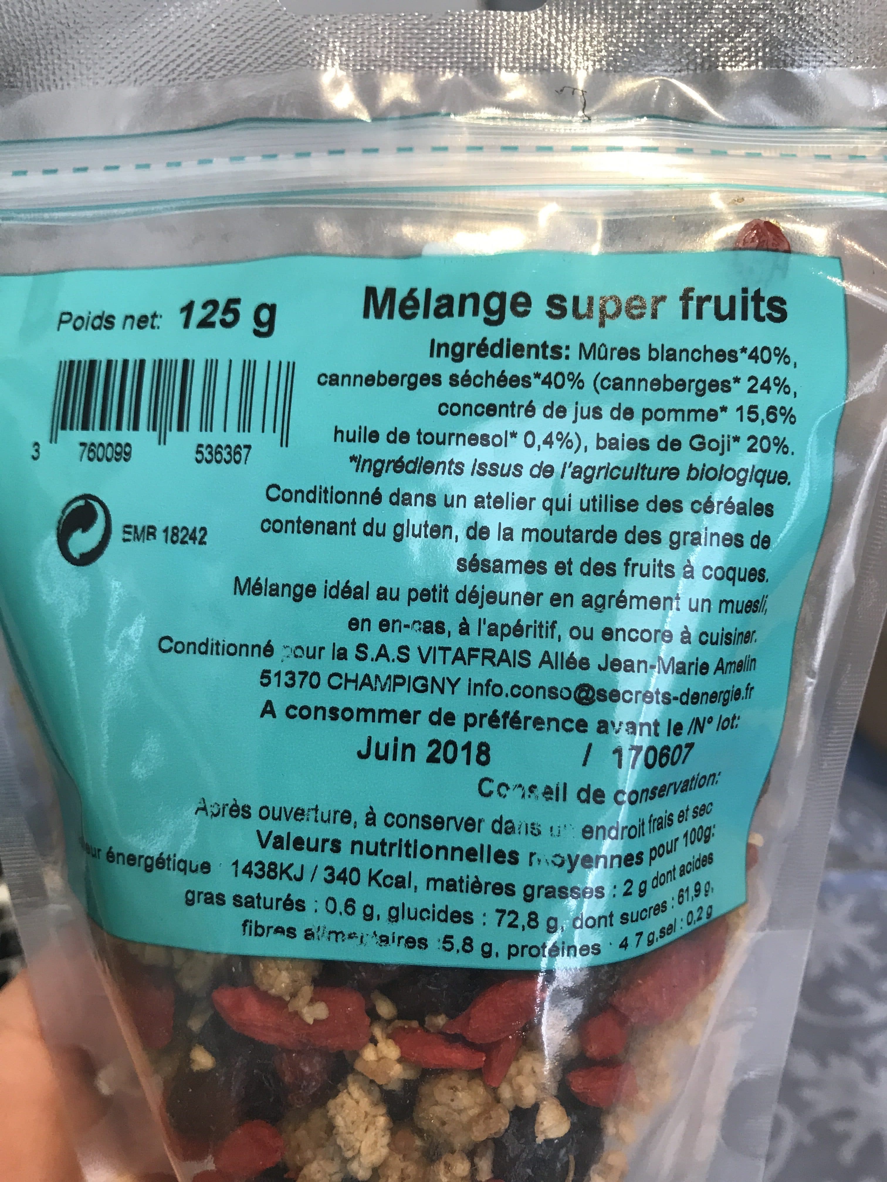 Secrets D'energie Mélange Super Fruits packshot