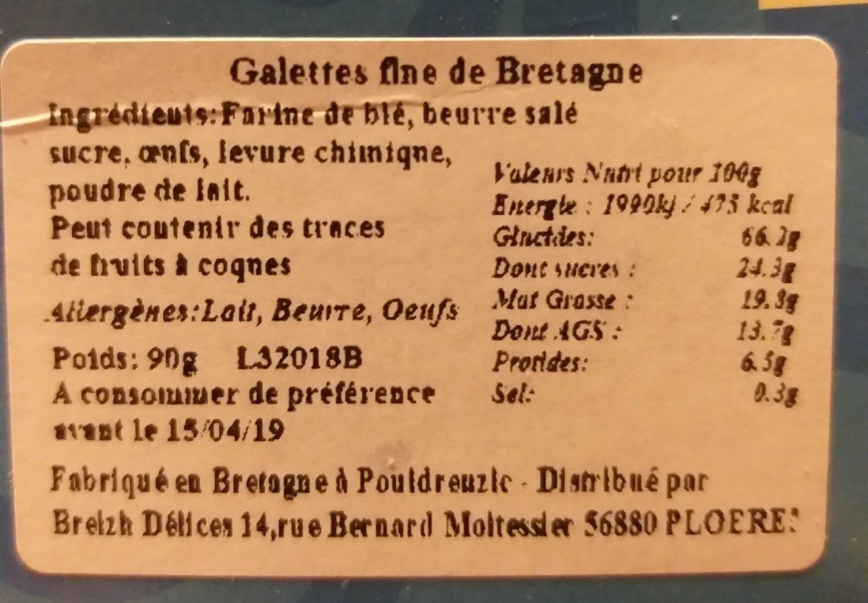Open Food Facts La galette fine de Bretagne au beurre salé packshot