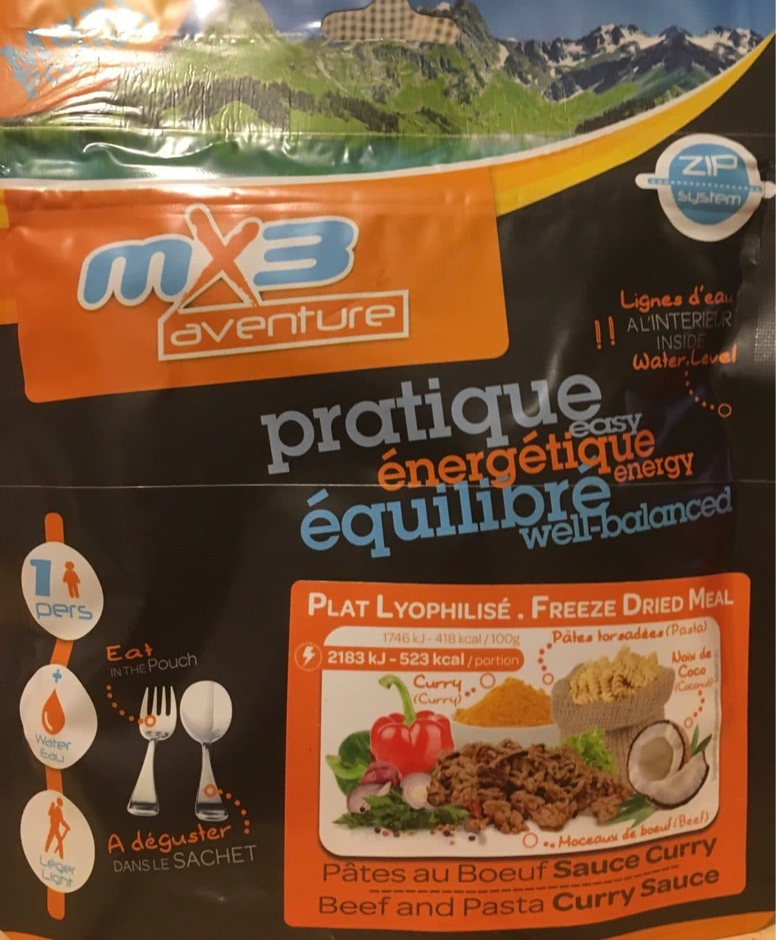 Mx3 Pâtes au boeuf sauce curry packshot