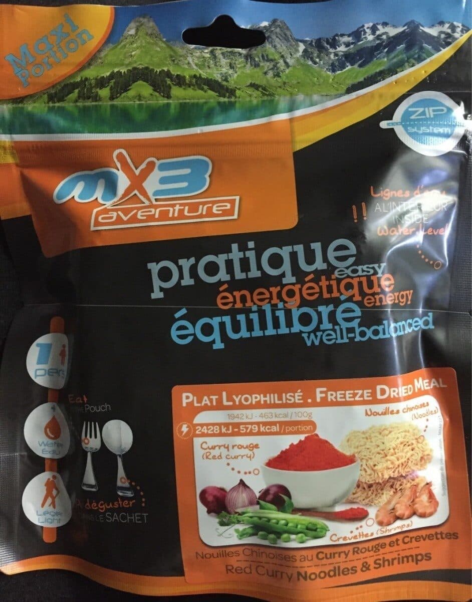 Mx3 Plat lyophilisé - Nouilles chinoises au curry rouge et crevettes packshot