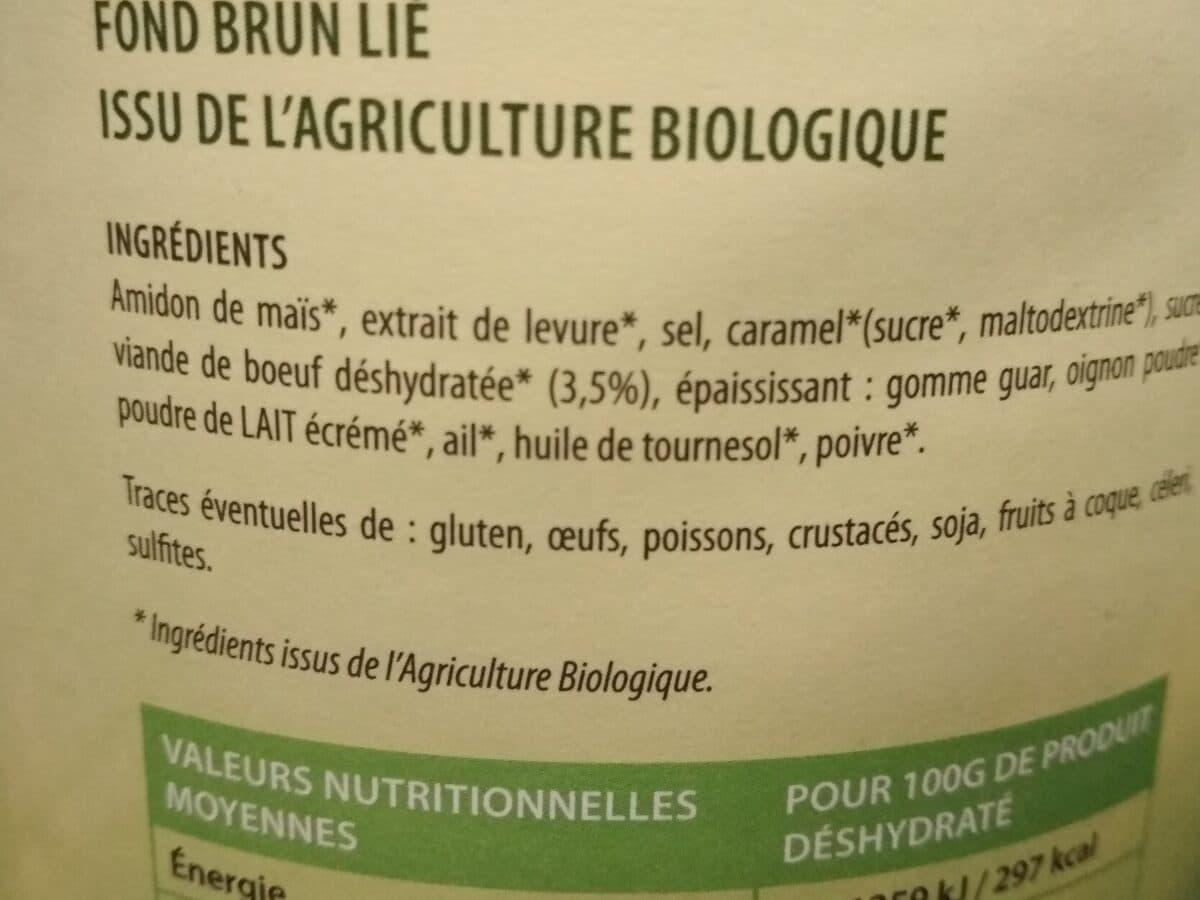 Open Food Facts Fond brun lié bio packshot