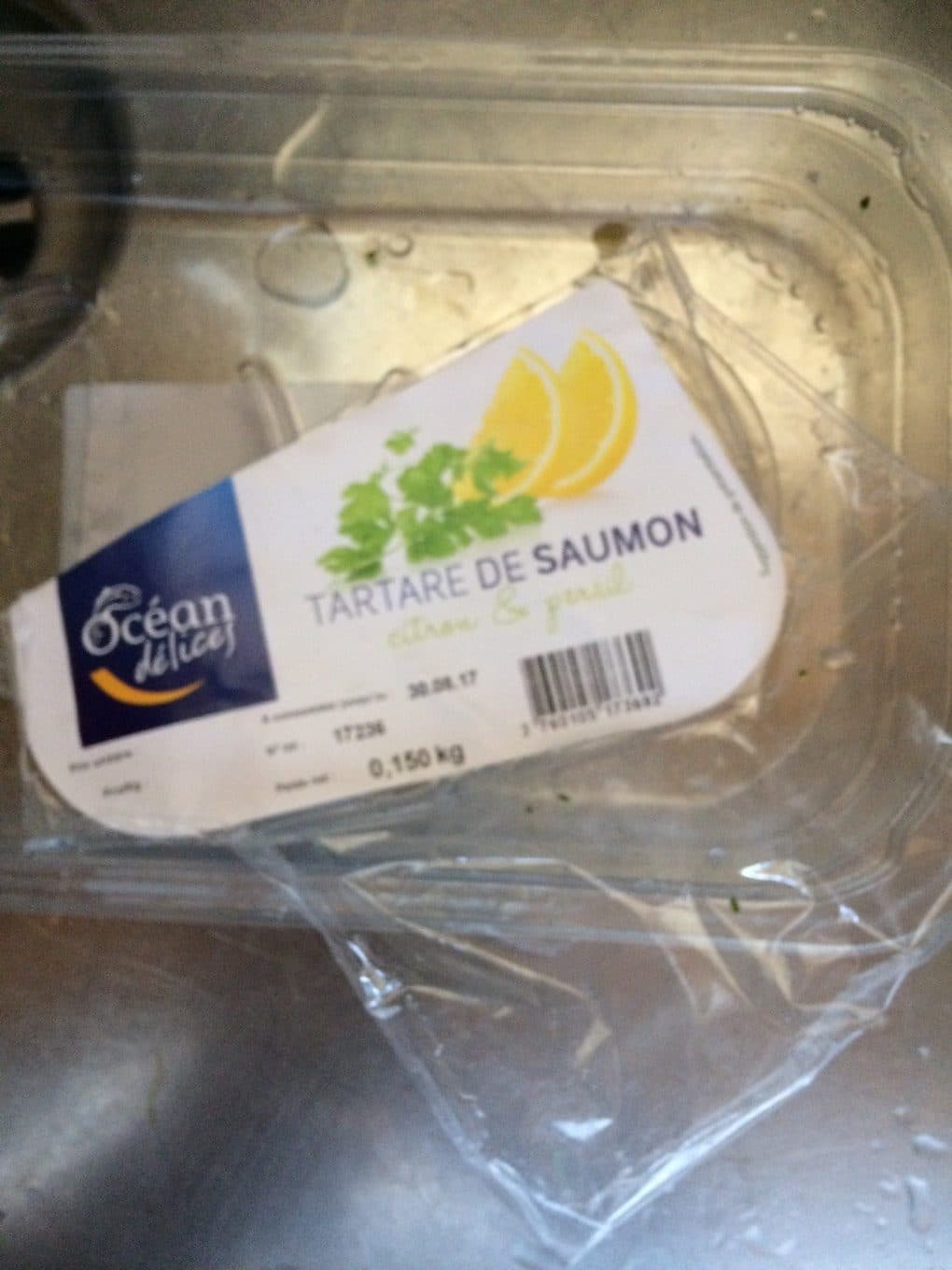 Ocean Delices Tartare saumon citron/persil, transformé en France, barquette de packshot