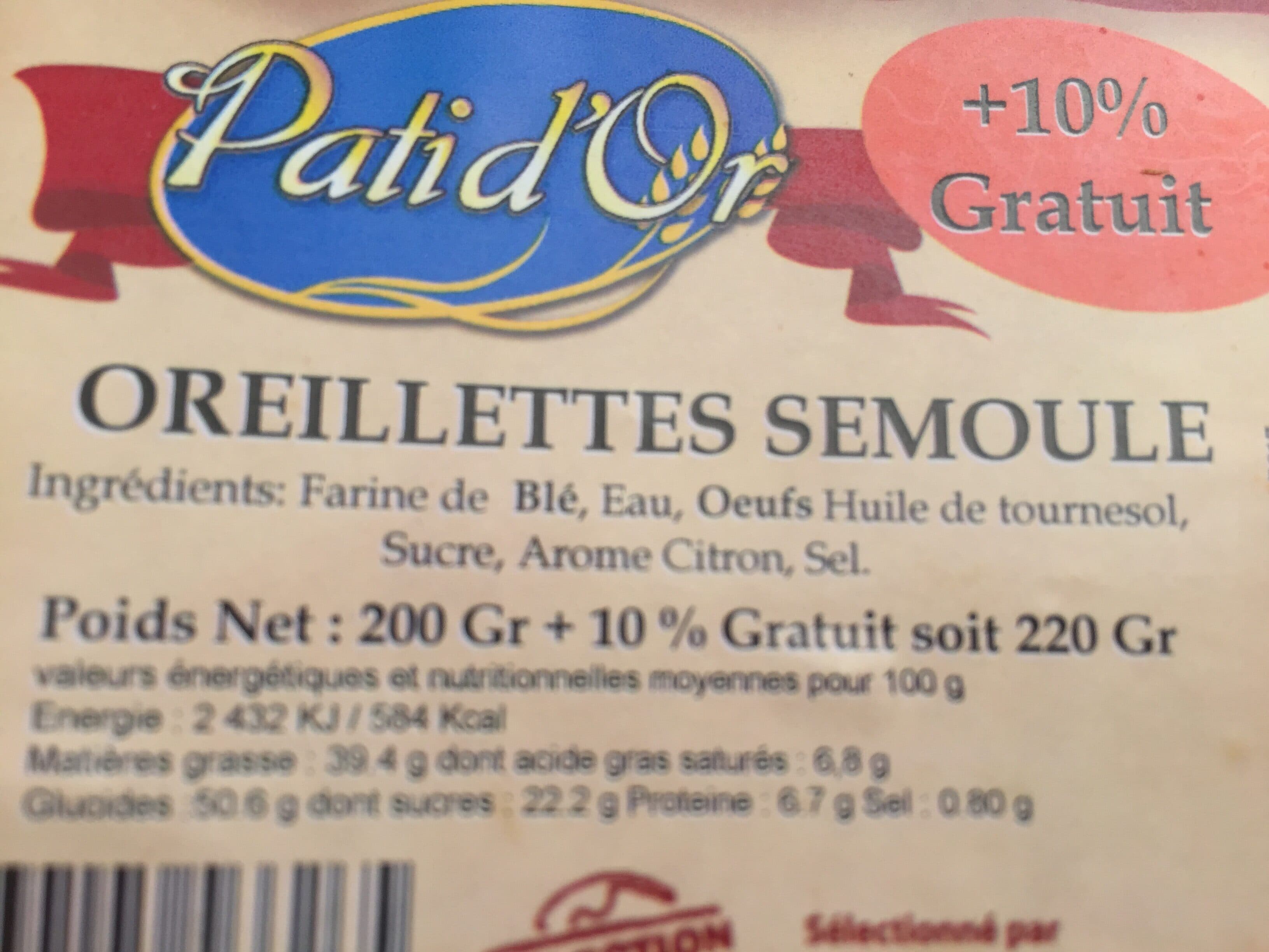 Pati D’or Oreillettes packshot