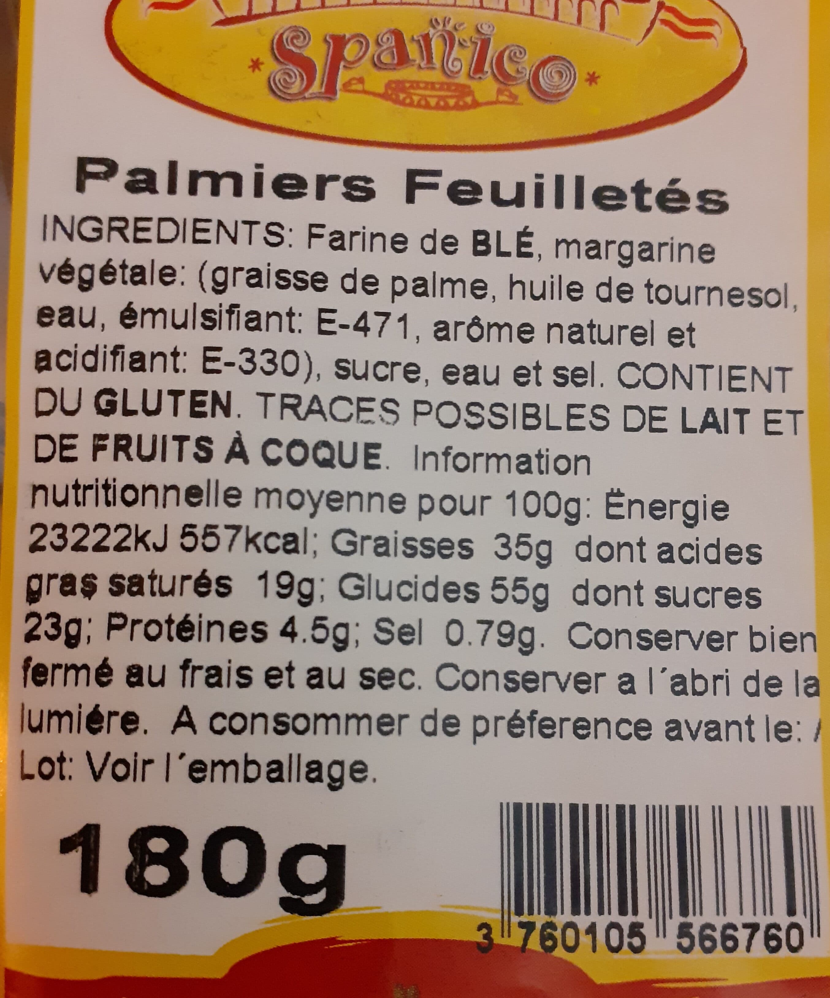 Spanico Palmiers Feuilletés packshot