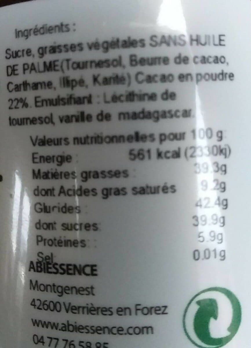 Abiessence Pâte à tartiner chocolat noir packshot