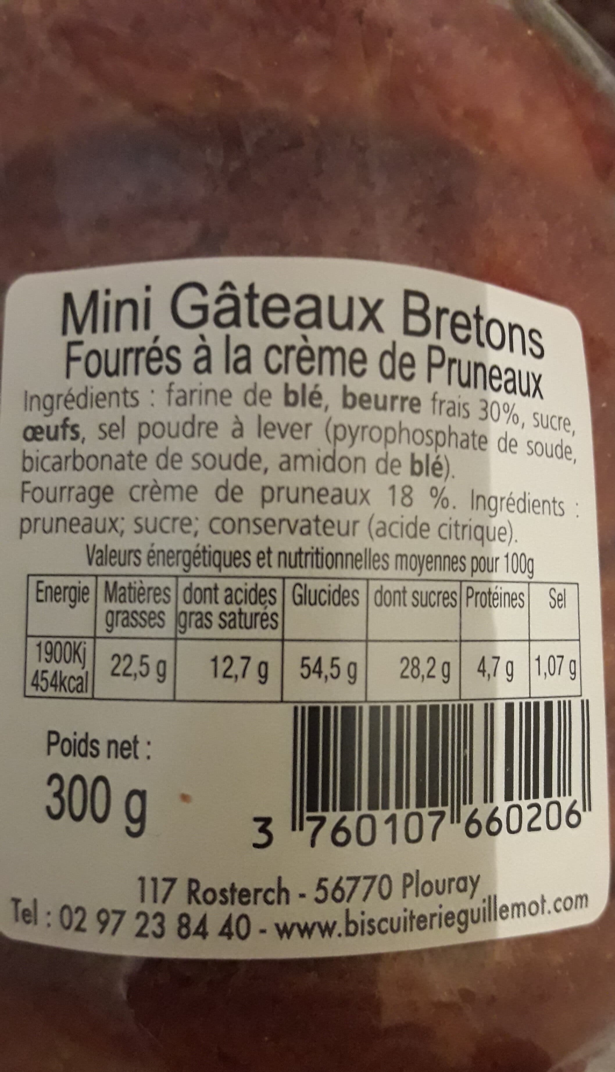 Guillemot Minis gateaux Bretons fourres pruneaux GUILLEMOT, 6 pieces packshot