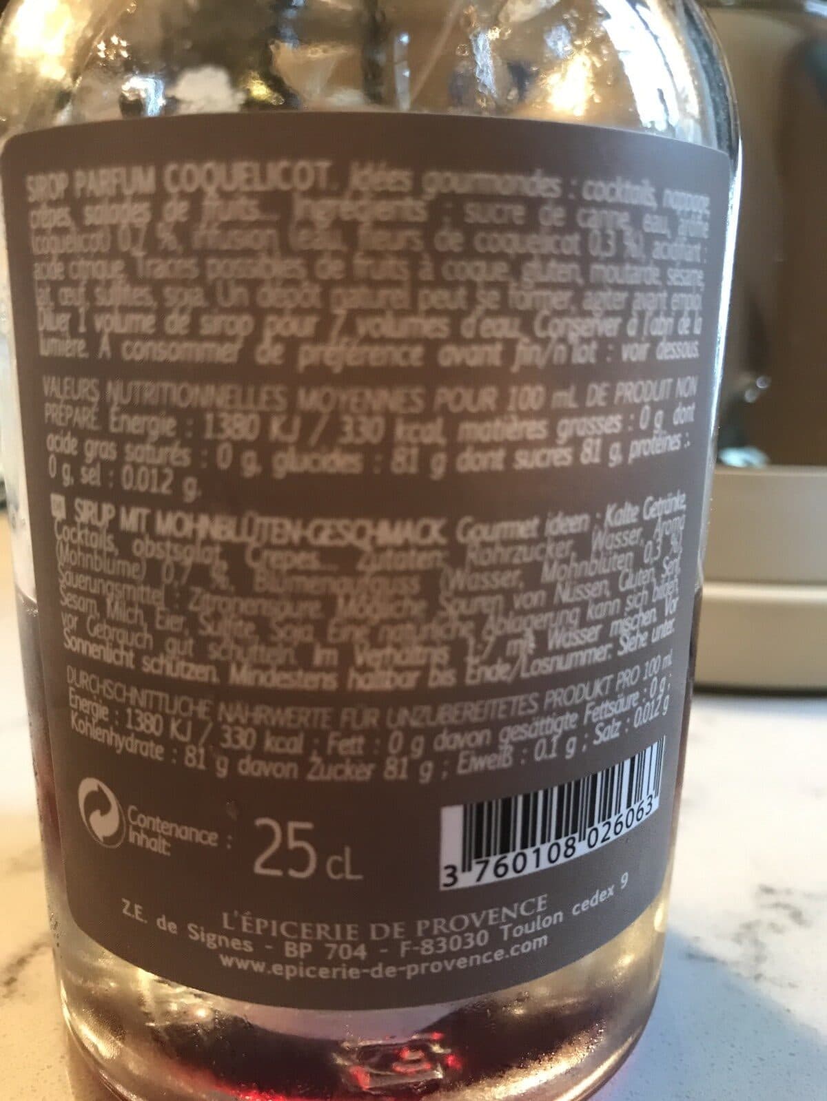 Open Food Facts Sirop parfum coquliquot packshot