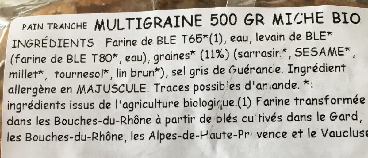 Open Food Facts PAIN MULTIGRAINES MICHE BIO 500g packshot