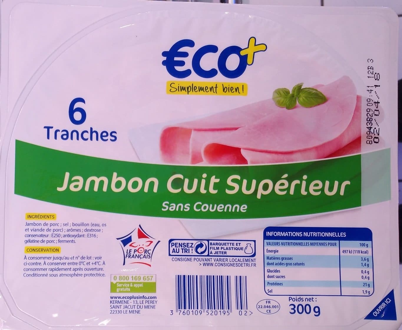 ECO+ Jambon Cuit Supérieur packshot