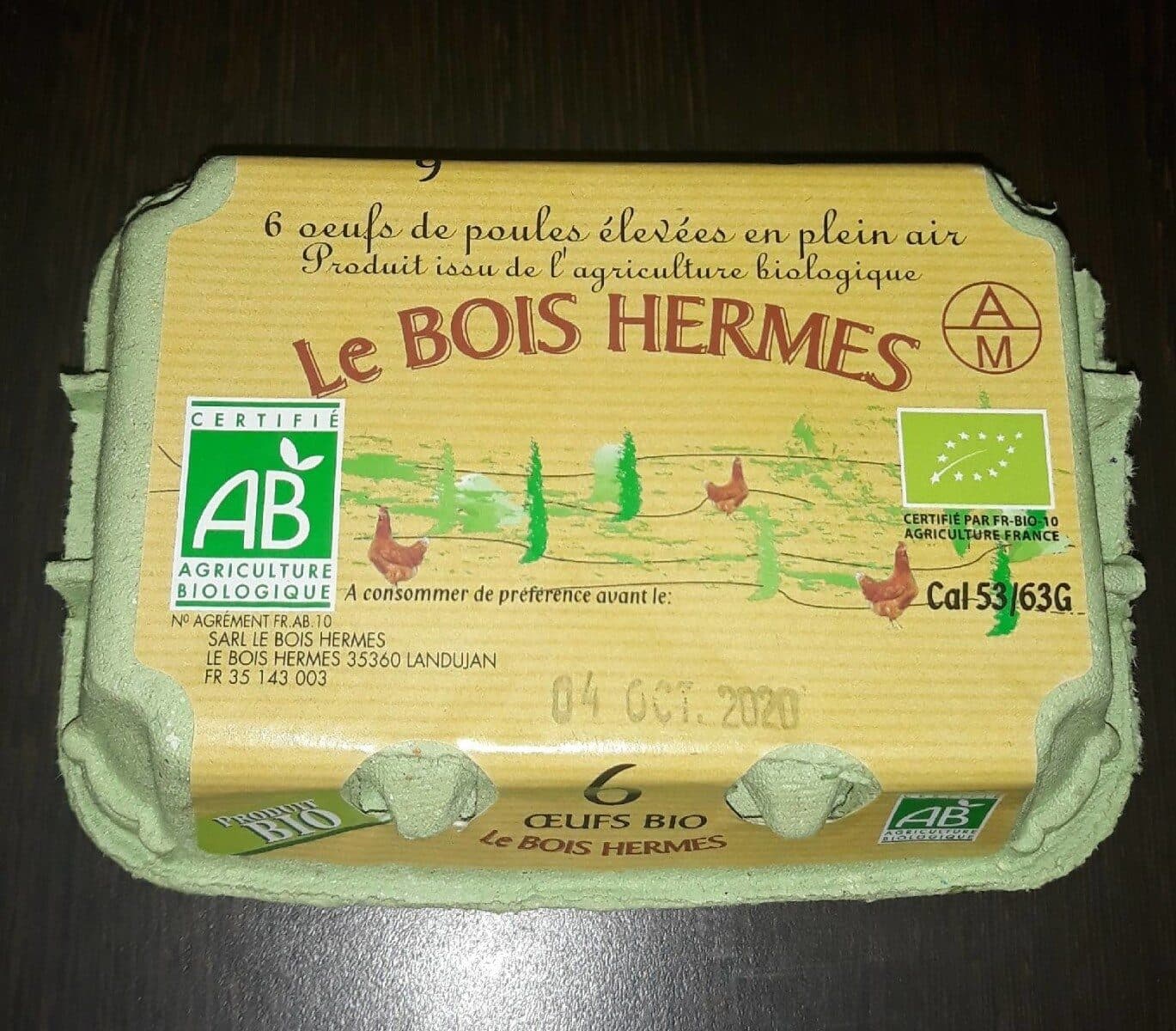 Le Bois Hermès 6je oeufs de poules élevées en plein air packshot