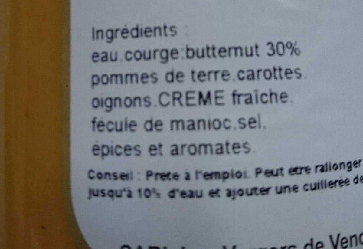 Vergers de Vendée Velouté de butternut packshot
