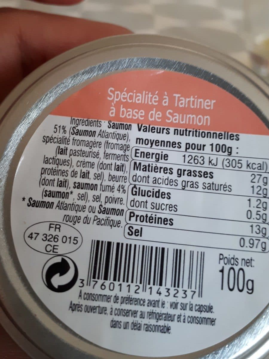Open Food Facts Tartinade au saumon packshot