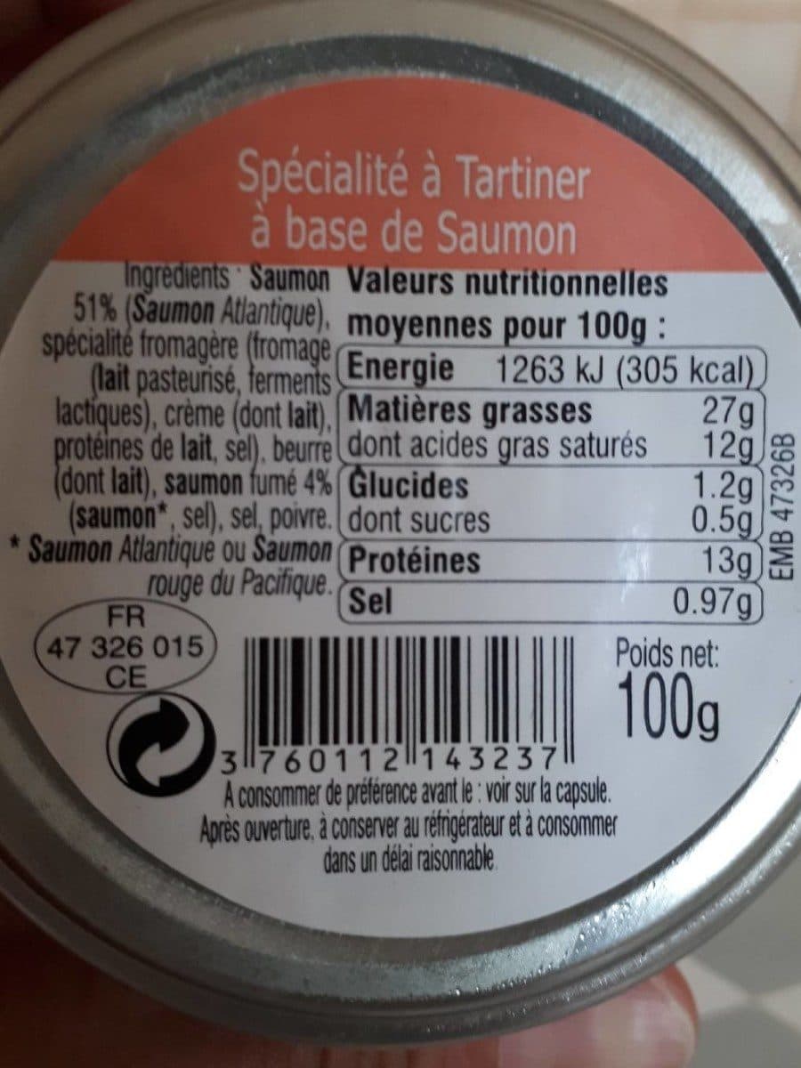 Open Food Facts Tartinade au saumon packshot