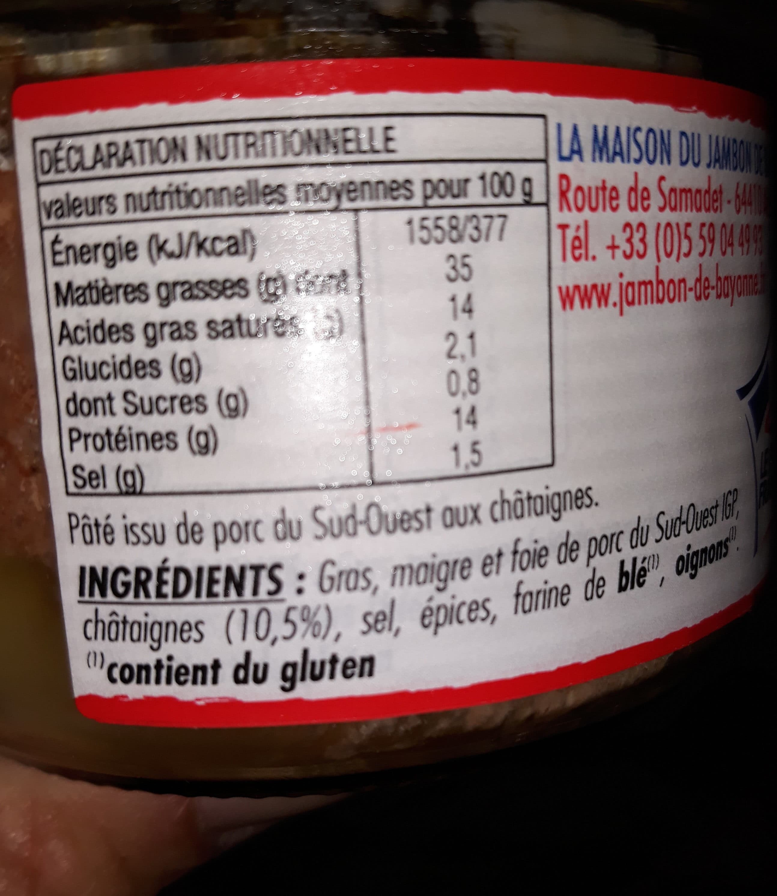 Jambon De Bayonne Pâté de campagne packshot