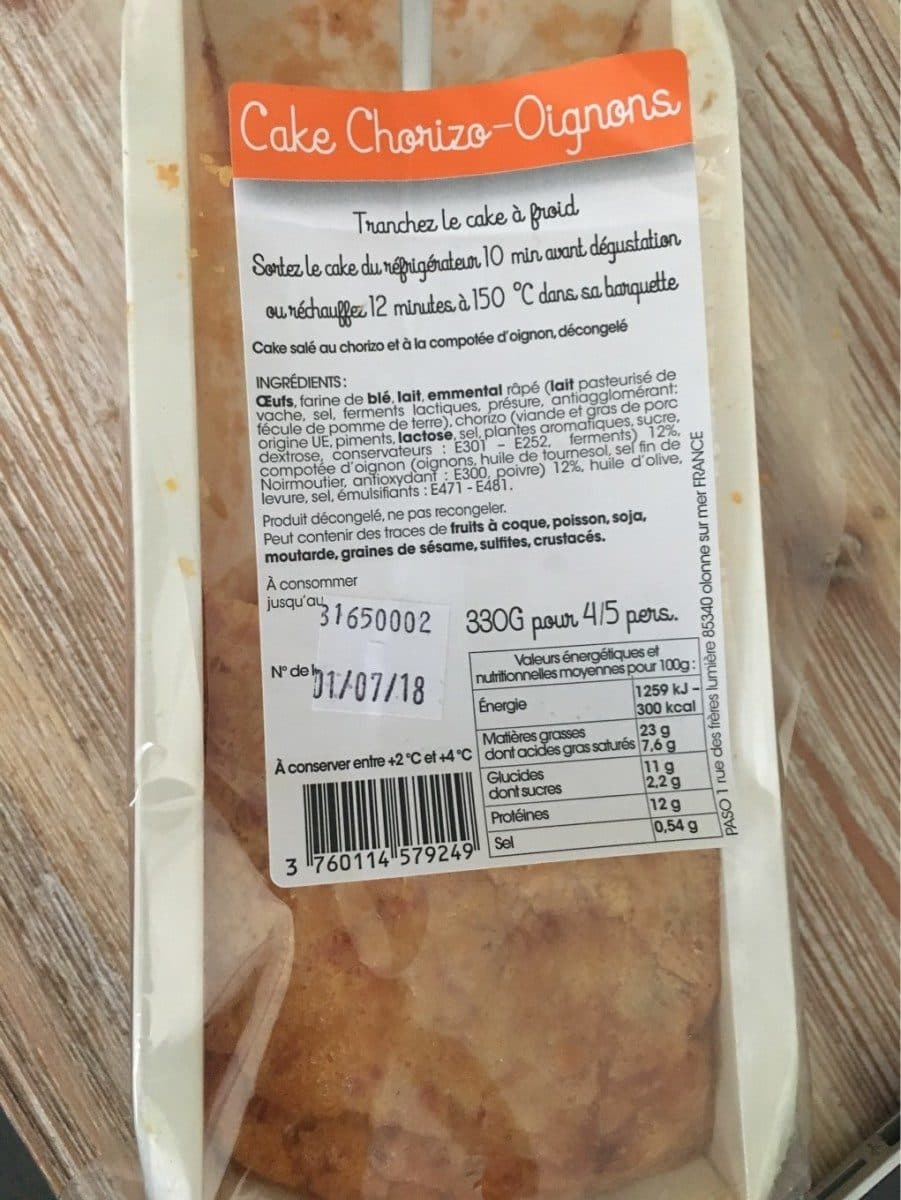 Open Food Facts Cake Chorizo-Oignons packshot