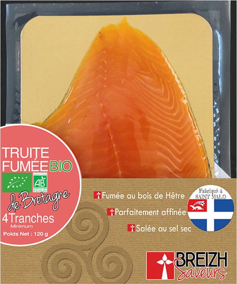 Breizh Saveur Truite de Bretagne BIO Fumée 4 Tranches 120g packshot