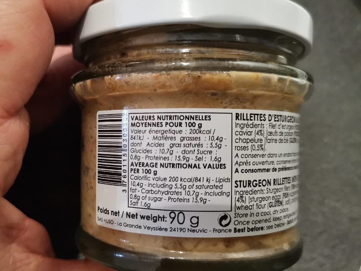 Open Food Facts Rillettes d'esturgeon au caviar et baies roses packshot