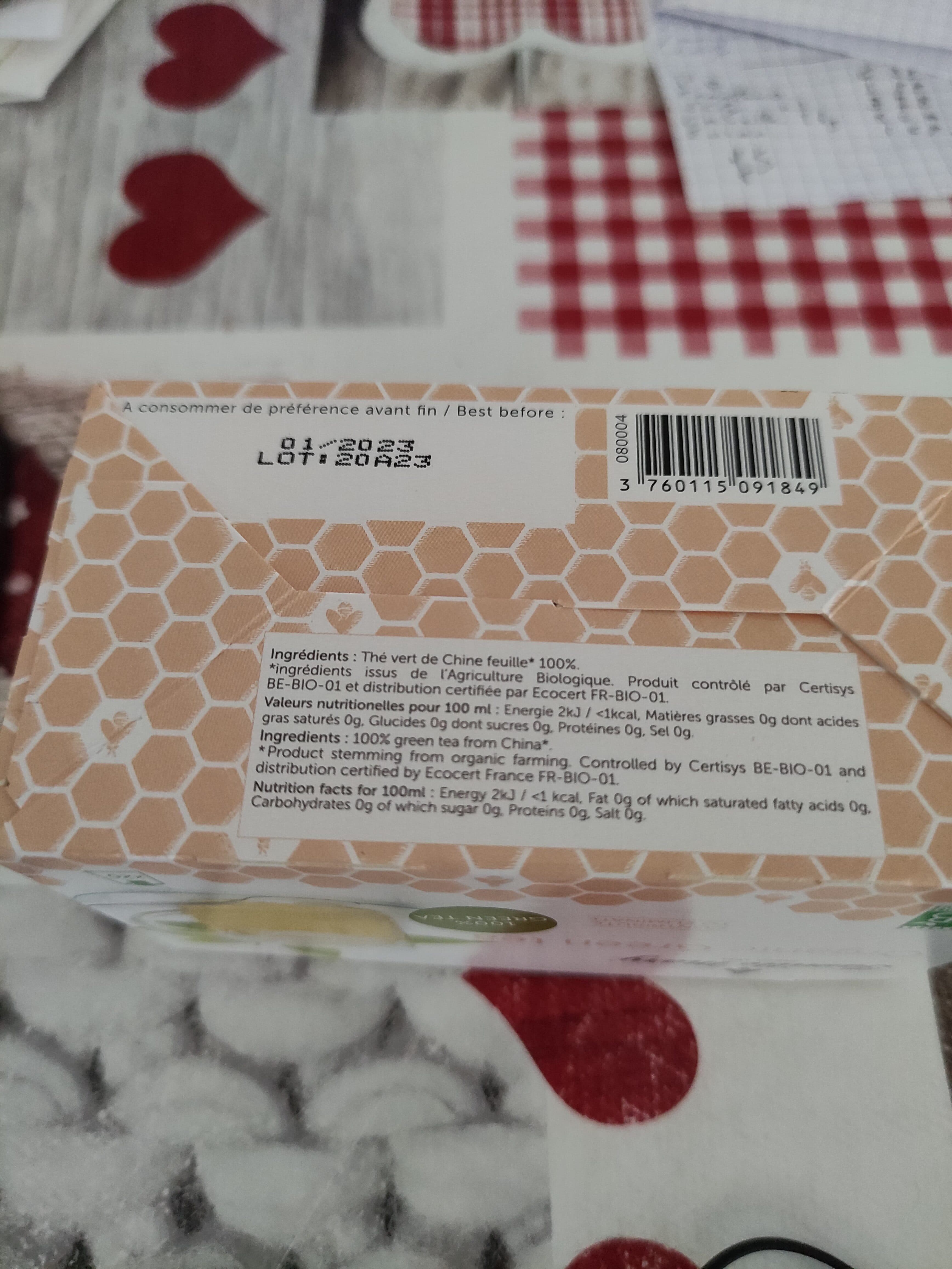 Famille Mary Thé Vert bio, 100% thé vert packshot