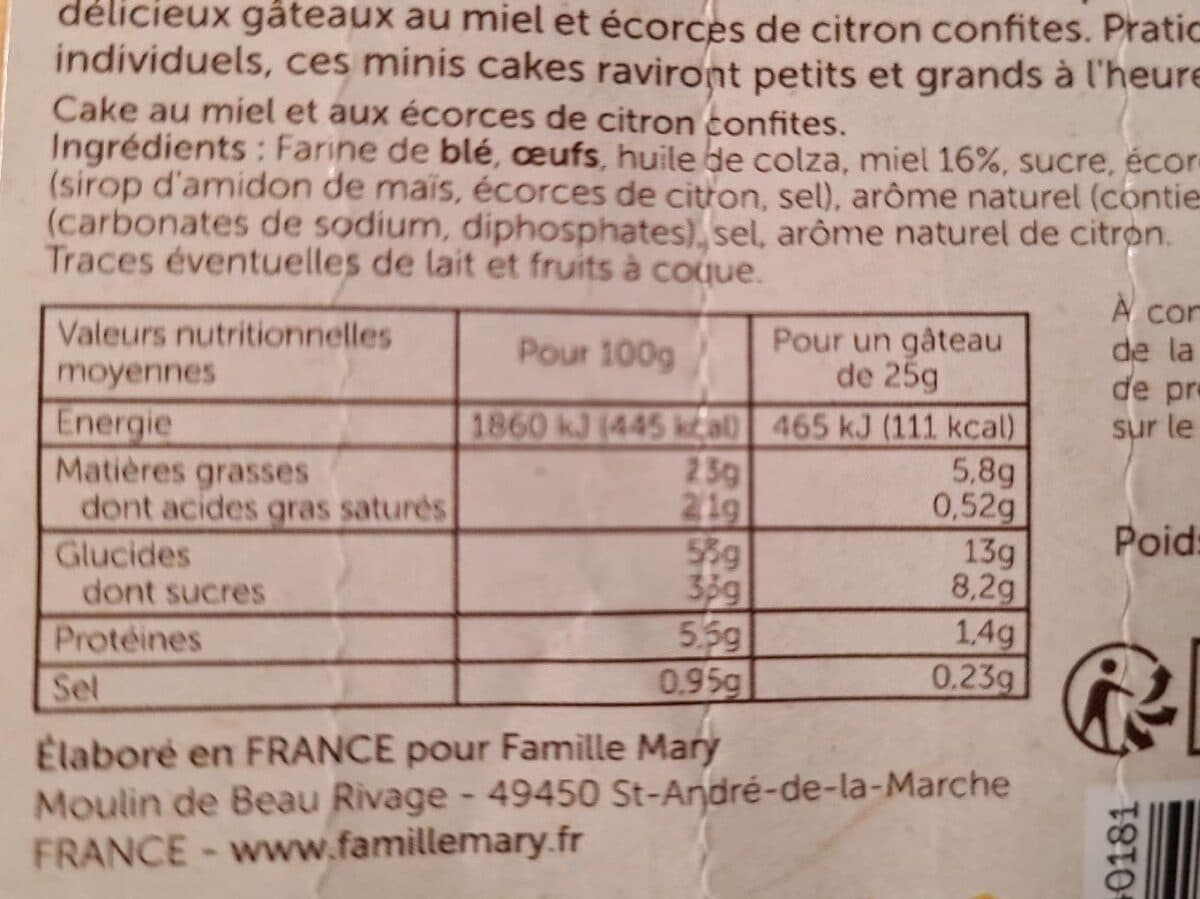 Famille Mary mini cake au miel packshot