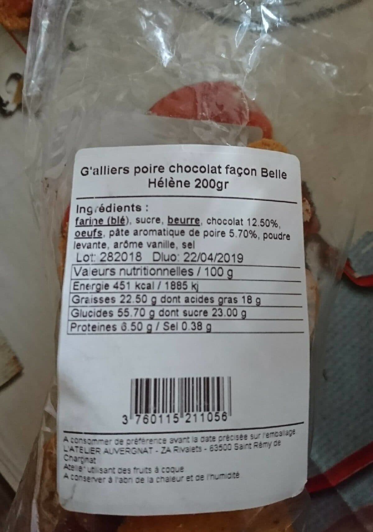 Open Food Facts G'alliers poire chocolat façon Belle Hélène packshot