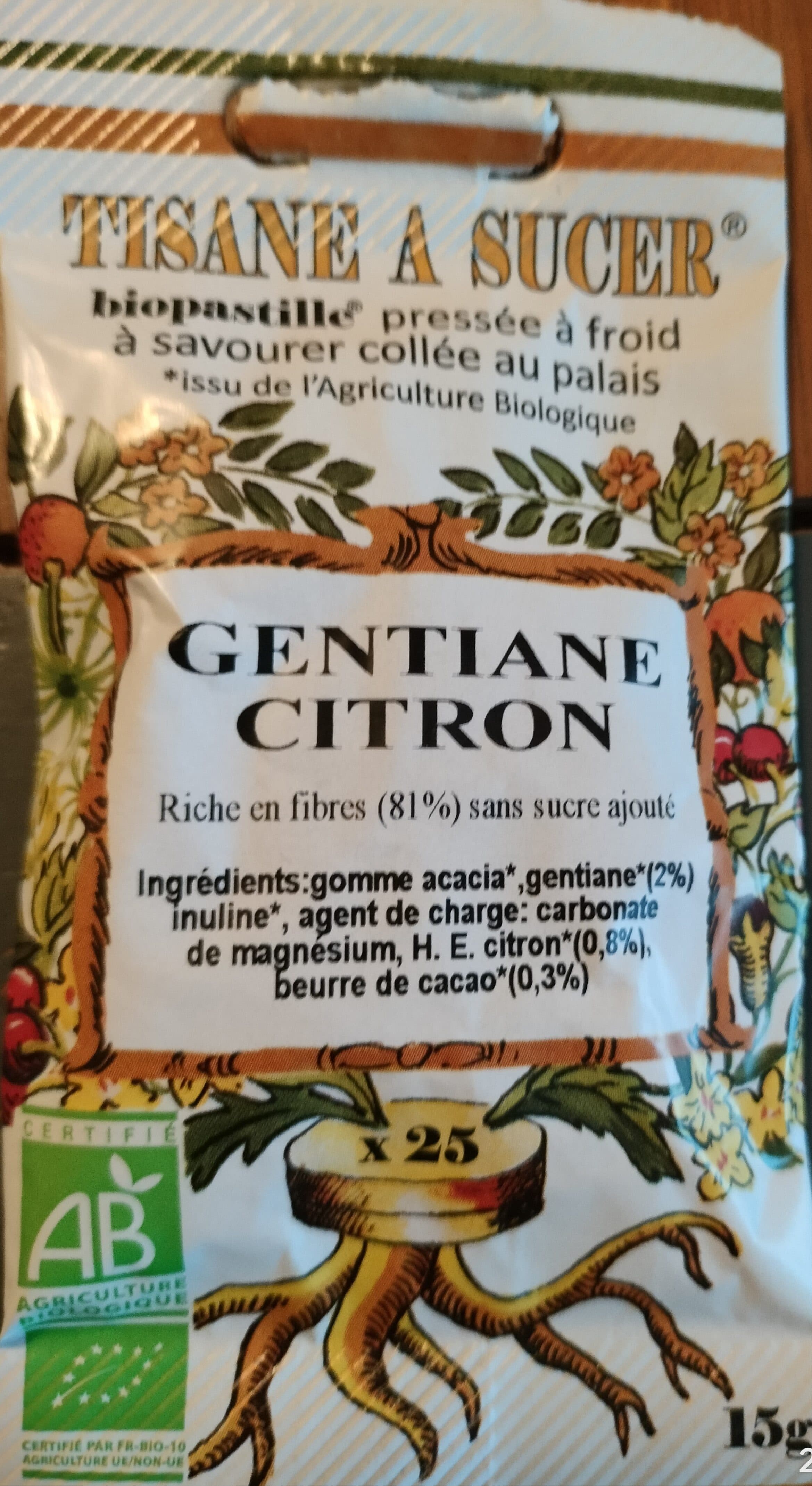 Bioforez Tisane à sucer Gentiane Citron packshot