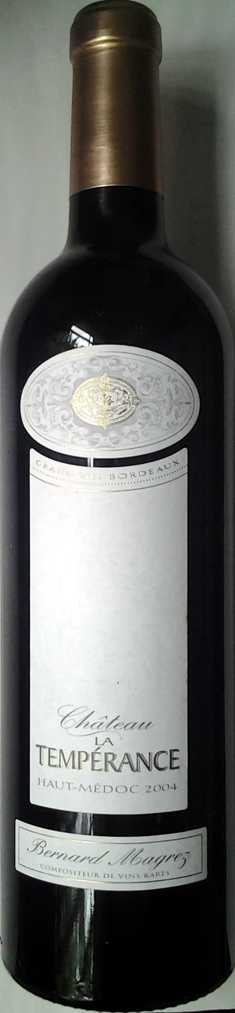 Bernard Magrez Château de la TEMPERANCE Haut-Médoc 2004 packshot