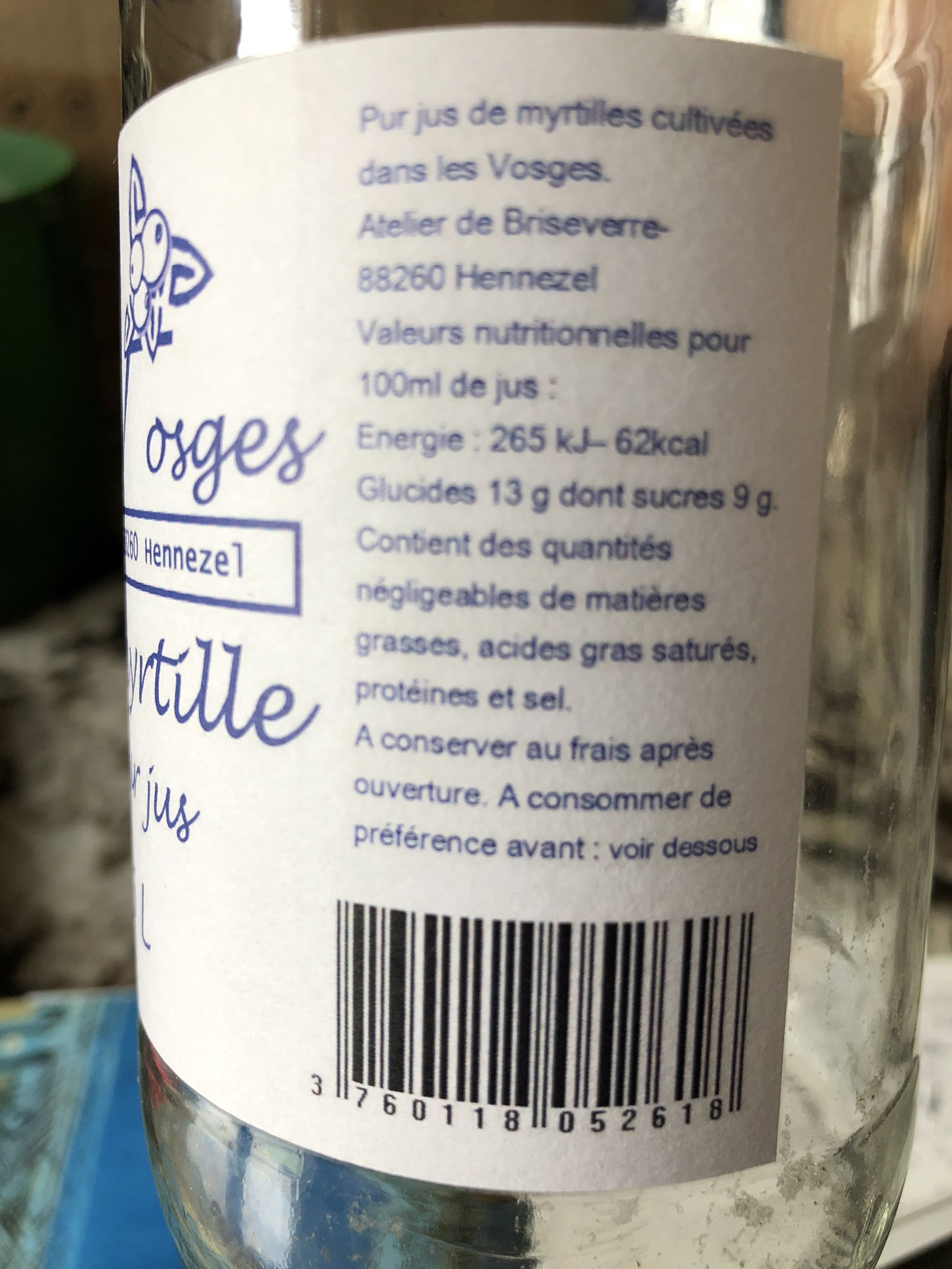 Myrtilles Des Vosges Jus de myrtille packshot