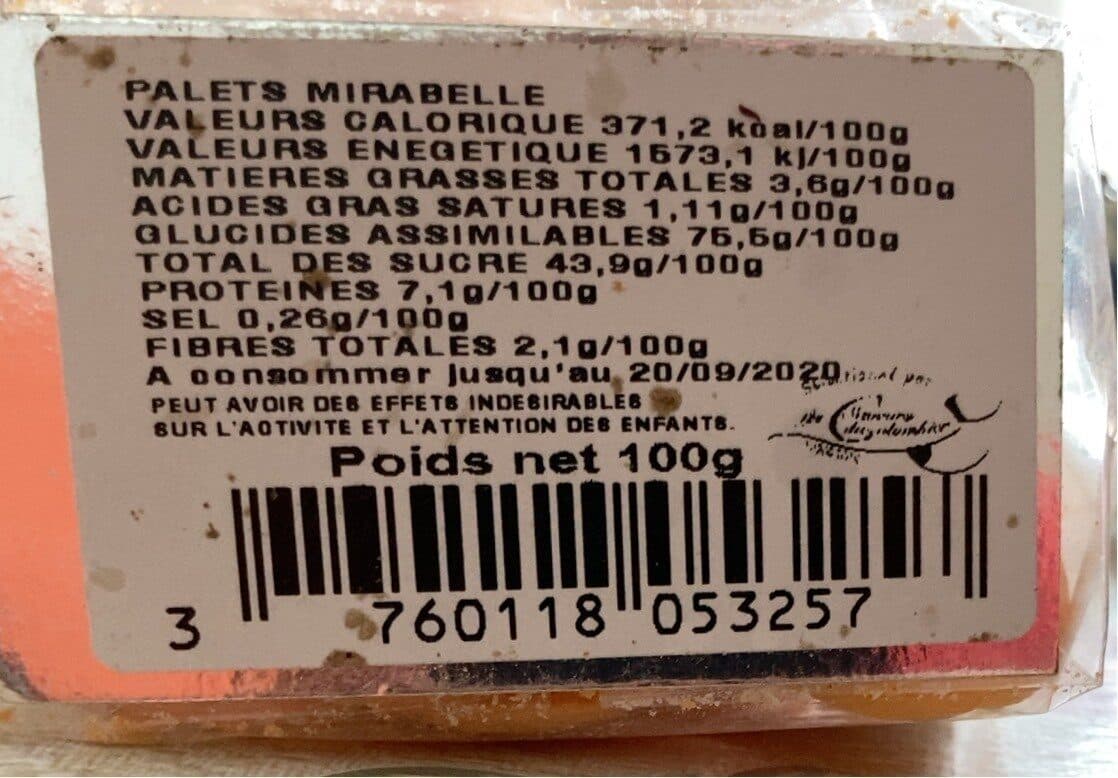 Open Food Facts Palets mirabelle packshot