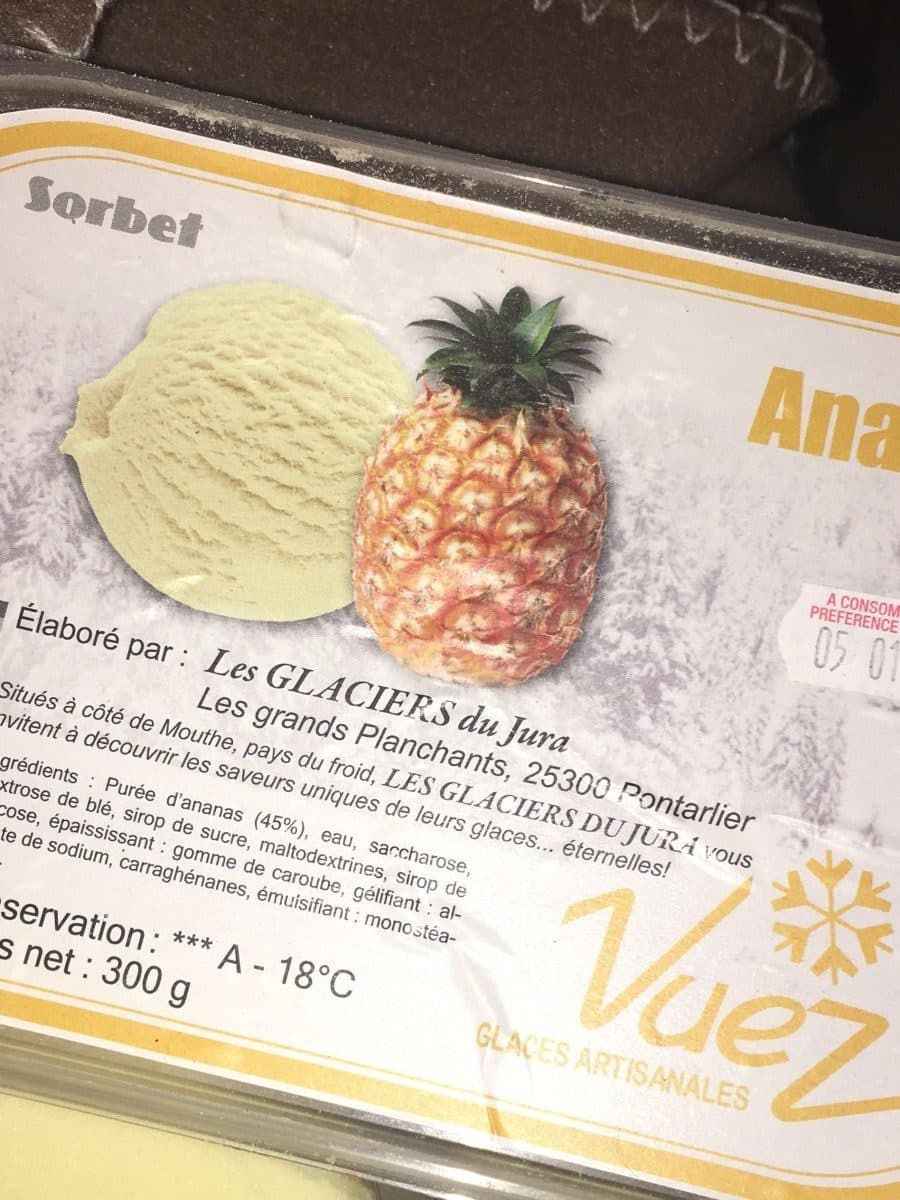 Les Glaciers du Jura Sorbet ananas packshot