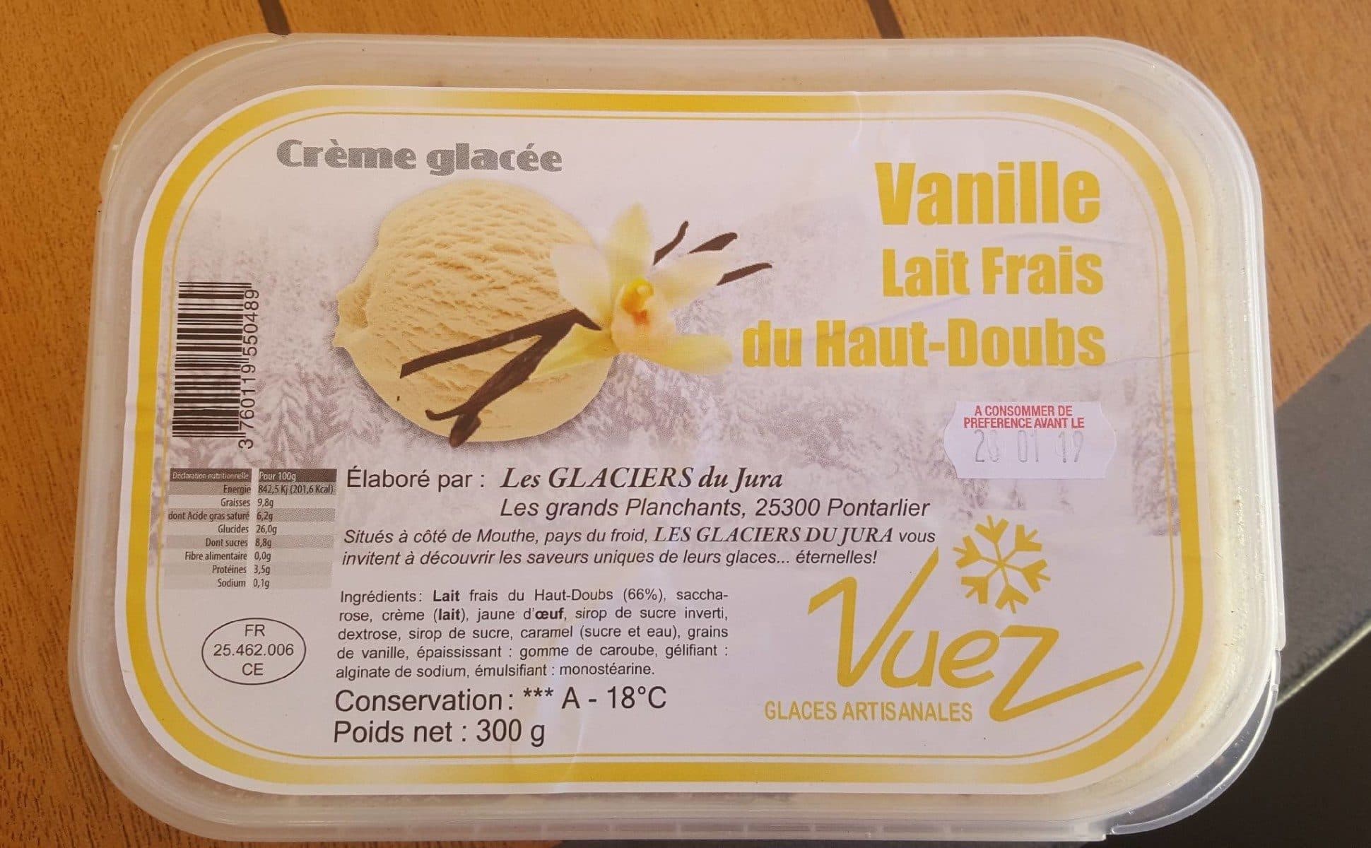 Les Glaciers du Jura Crème Glacée Vanille au Lait Frais du Haut-Doubs packshot